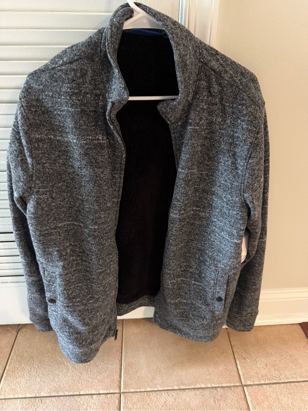 Apt. 9 Men’s Gray Full Zip Jacket Stand-Up Collar Polyester L Regular Solid